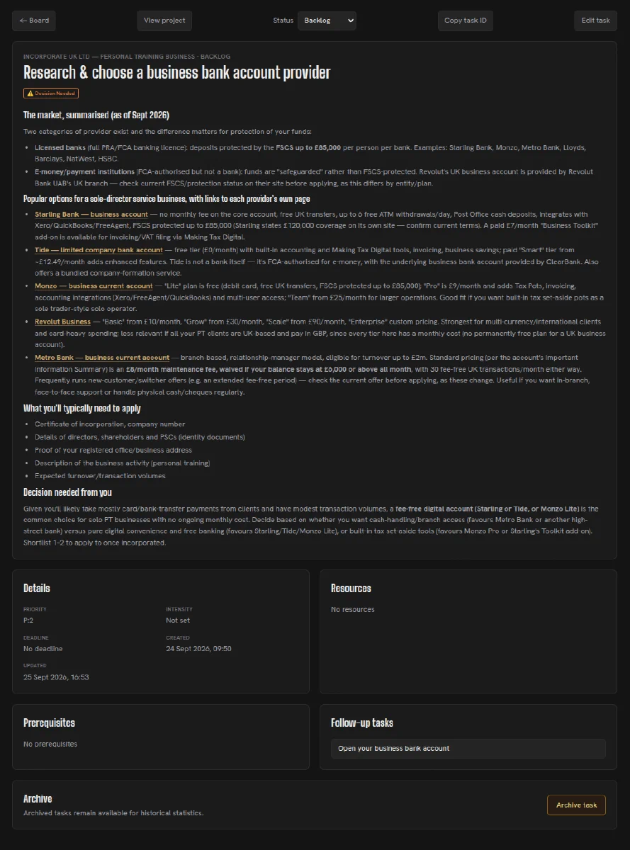 Updated task with direct links to the offers