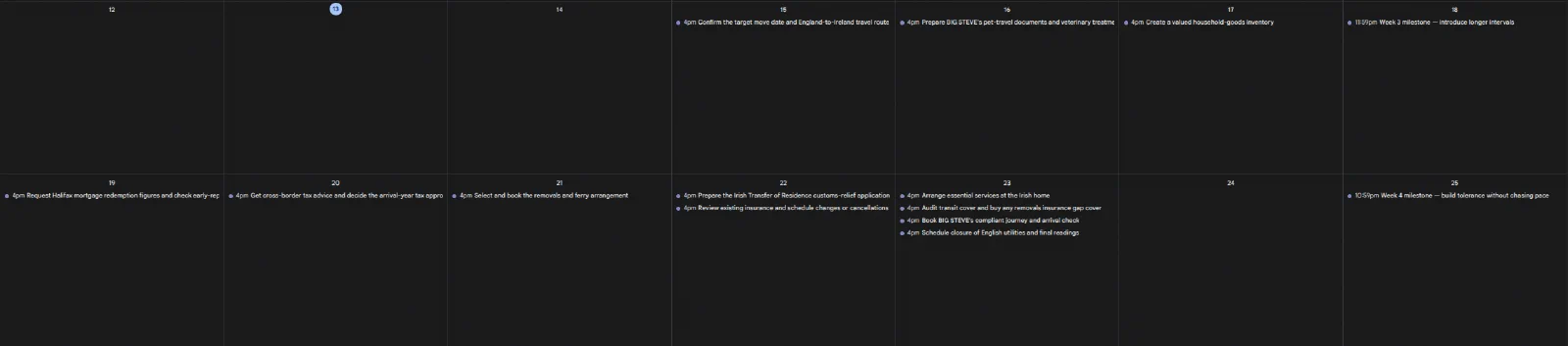 Calendar view in Google Calendar showing Herculean deadline events with titles.