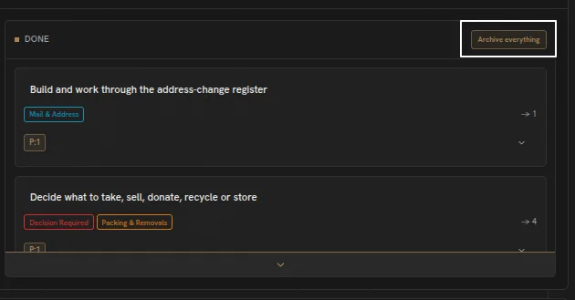 The archive all Done tasks button.